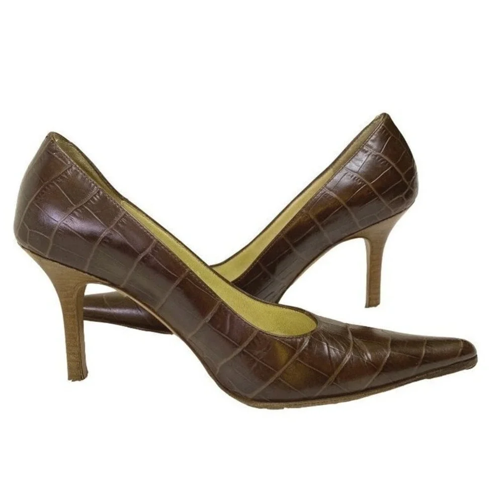 Vintage Keneth Cole New‎ York croc embossed pump high heels shoes women 5.5